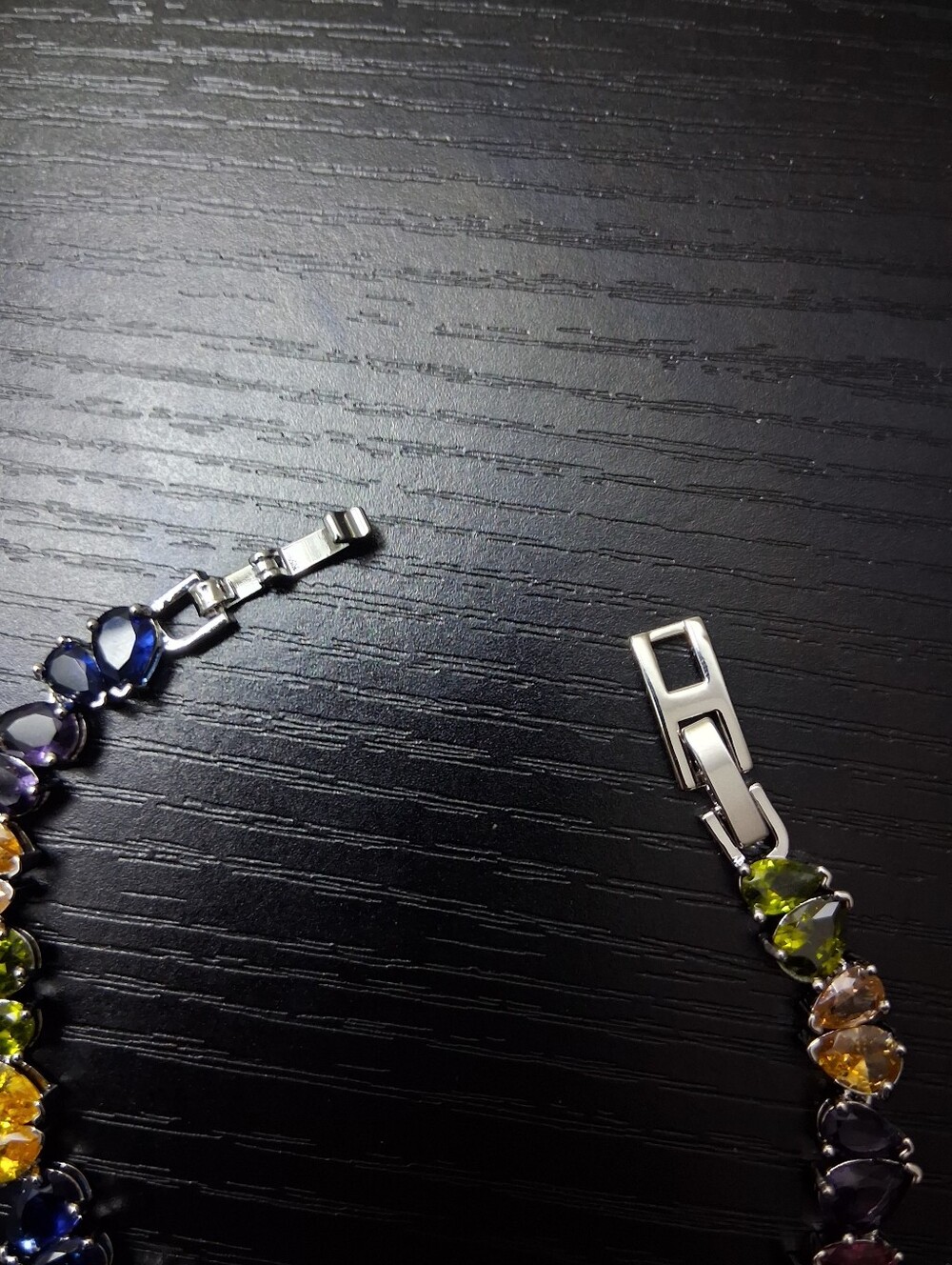 Multi-Color Cubic Zirconia Silver Tennis Bracelet - Picture 2 of 6